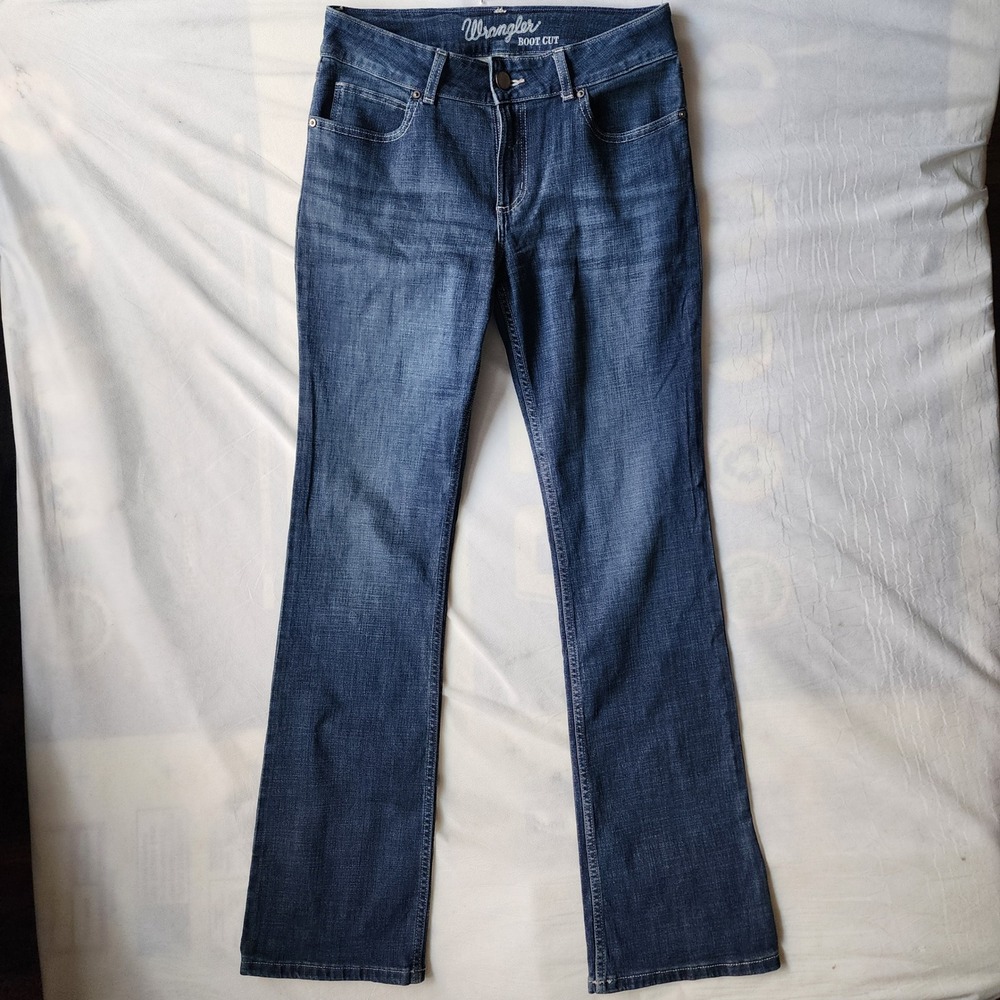 Wrangler Bootcut Jeans Women 7x34 Dark Wash Excellent Stretch Western Denim Cowg